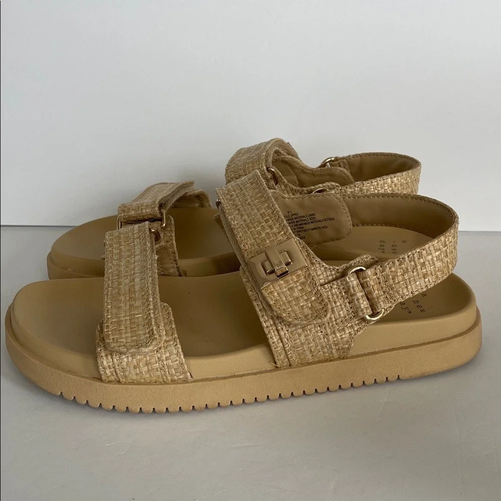 A New Day Beige Textured‎ Two Strap Sandals 8.5